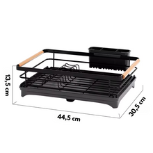 Cargar imagen en el visor de la galería, Secaplatos Escurridor 1 Nivel Acero Inox Negro Honney
