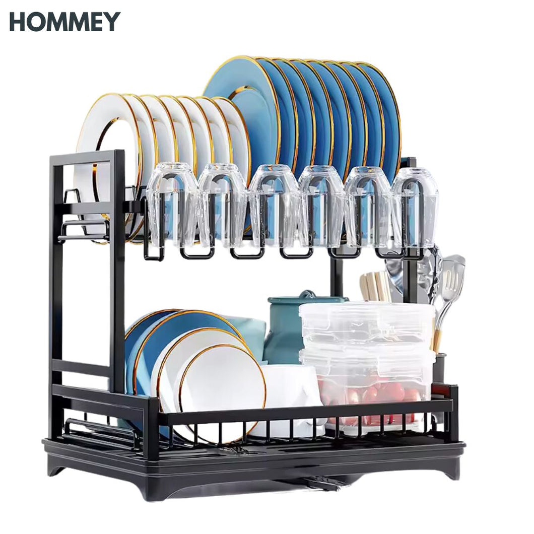 Secaplatos Escurridor 2 Niveles Negro Hommey