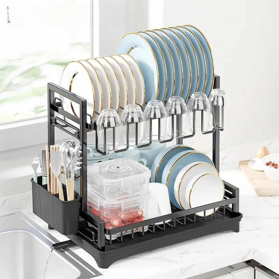 Secaplatos Escurridor 2 Niveles Negro Honney