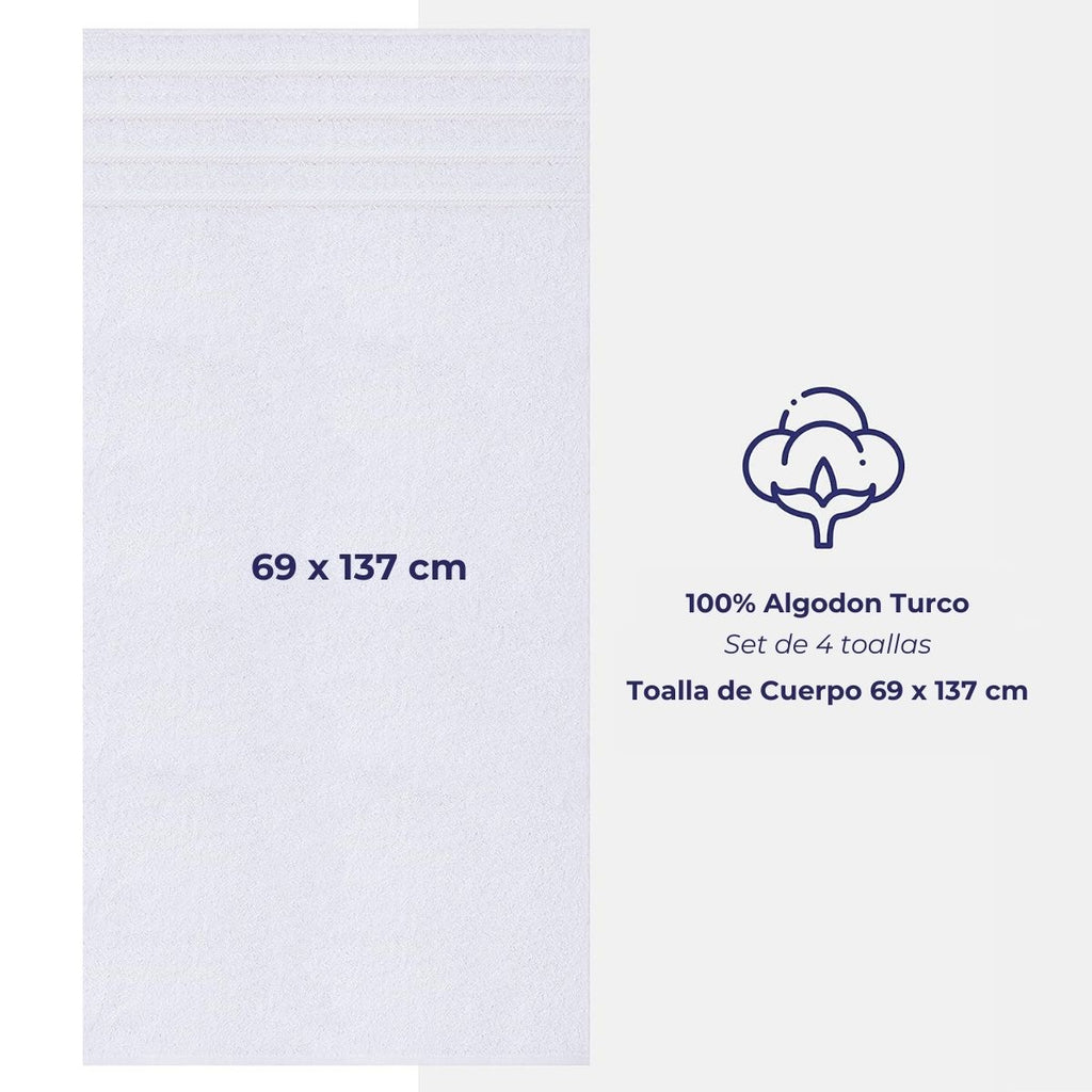 Set 4 Toallas de Baño Blanco