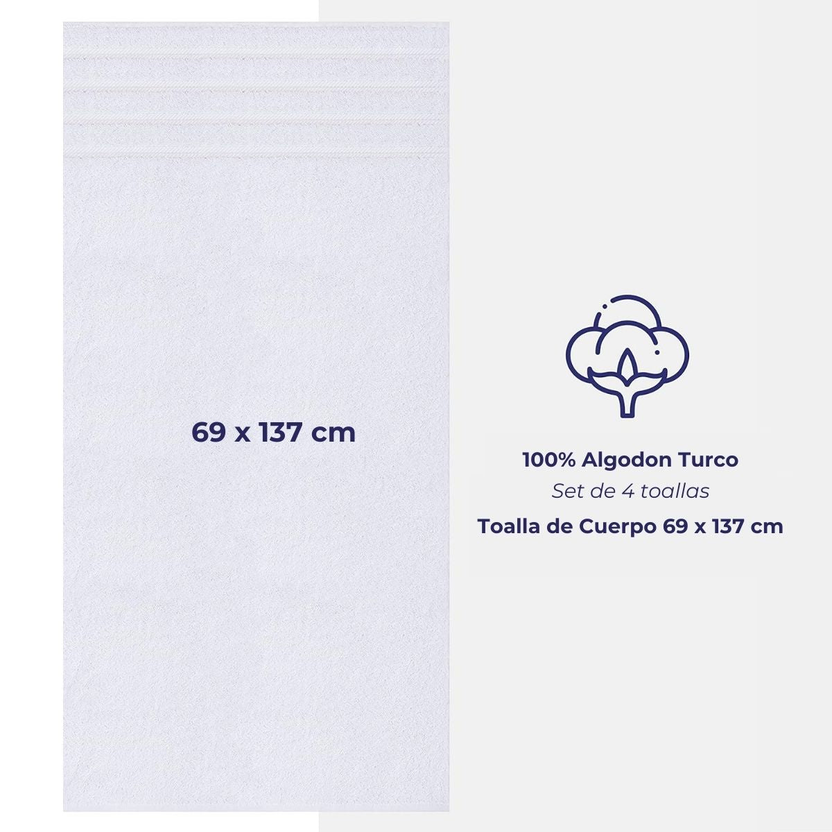 Set 4 Toallas de Baño Blanco