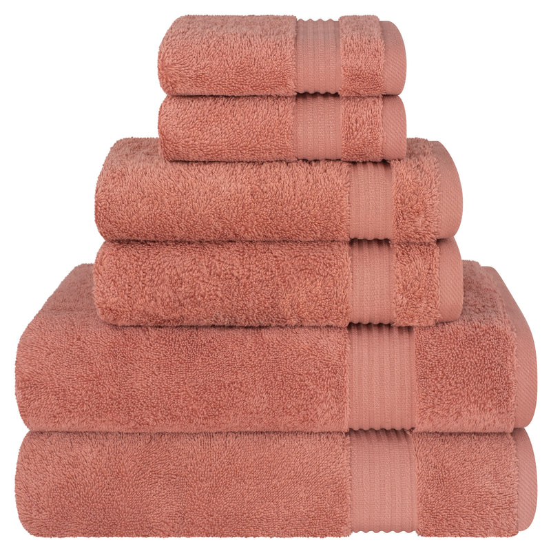 Set De 6 Toallas 100% Algodón Turco Bekos Coral