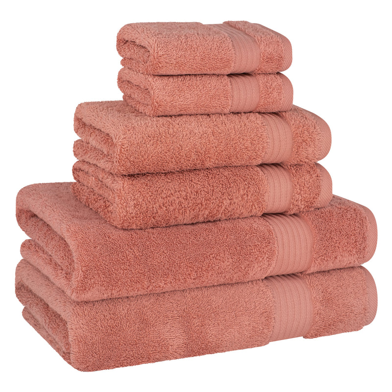 Set De 6 Toallas 100% Algodón Turco Bekos Coral