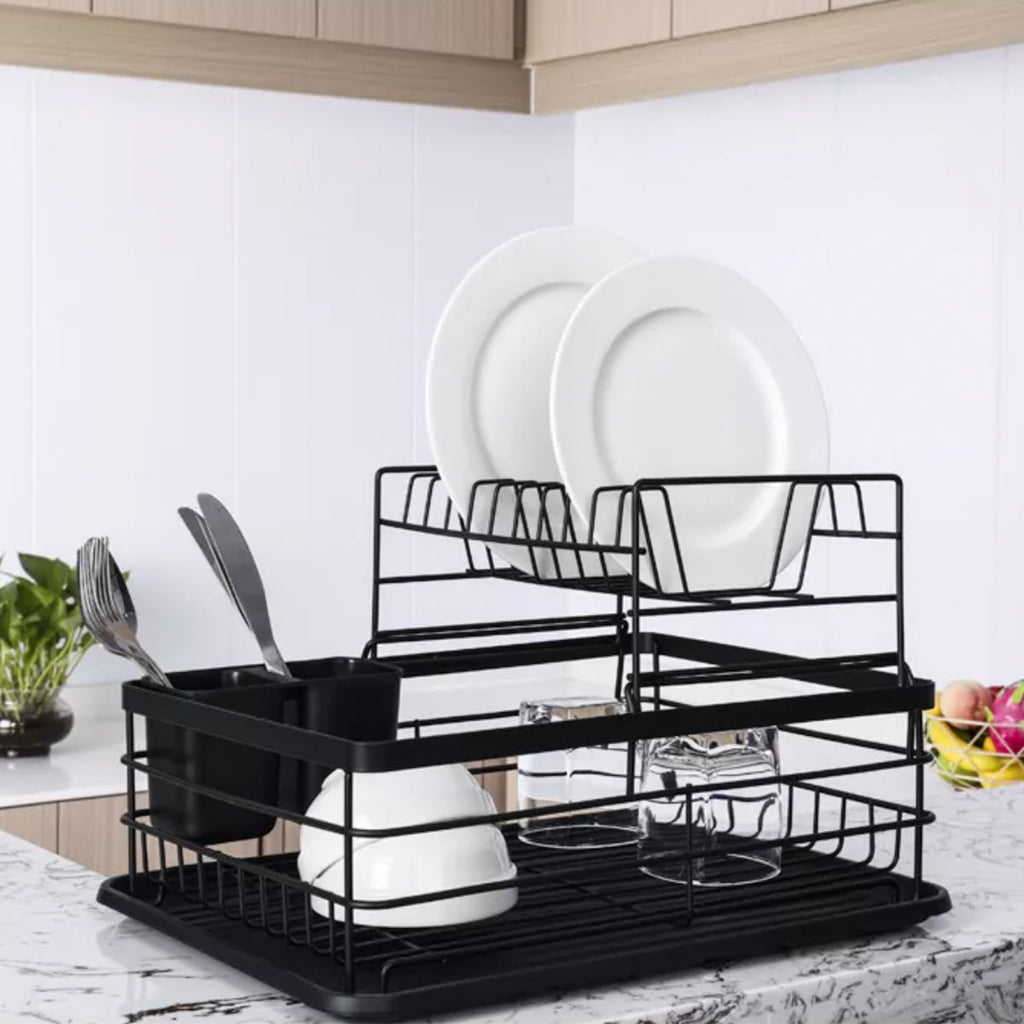 Secaplatos Escurridor 2 Niveles Acero Inox Negro