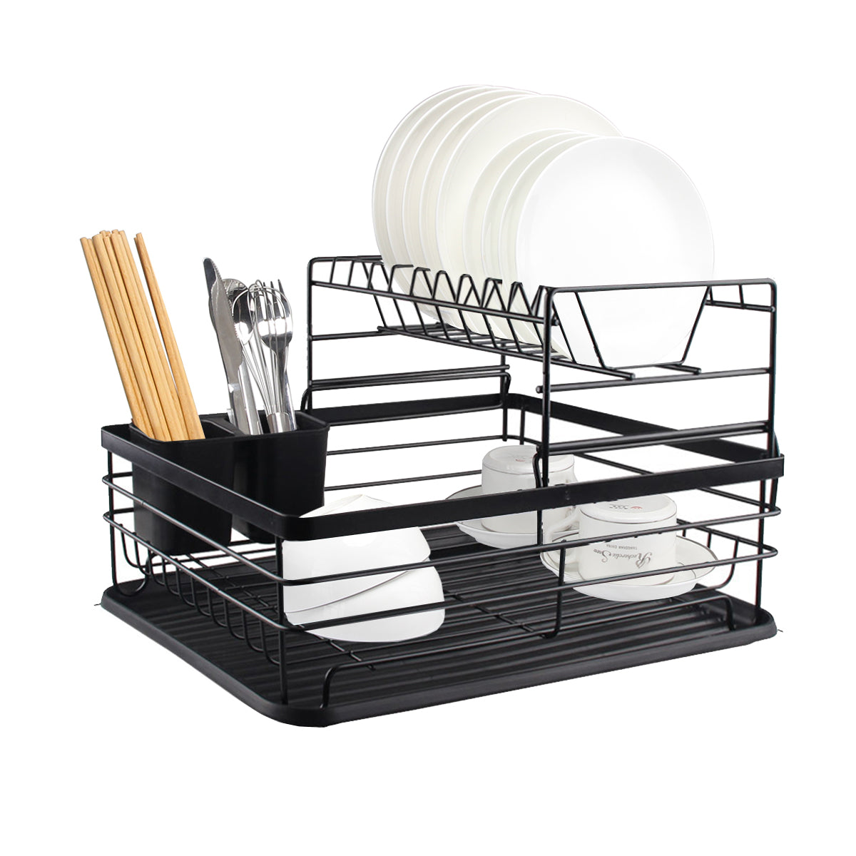 Secaplatos Escurridor 2 Niveles Acero Inox Negro